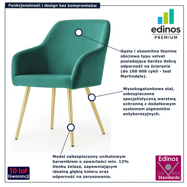 Zestaw 6 zielonych krzeseł w stylu glamour G0-L80