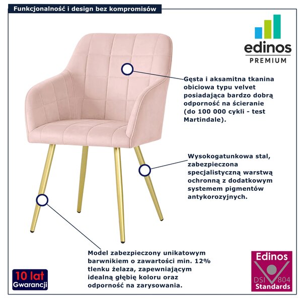 Zestaw 6 różowych krzeseł welurowych w stylu glamour N5-B29