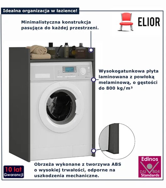 Szafka nad pralkę z półką grafit + szary H1-E19
