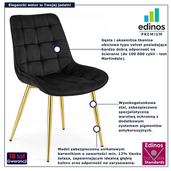 Czarne krzesło metalowe do salonu glamour E8-N59