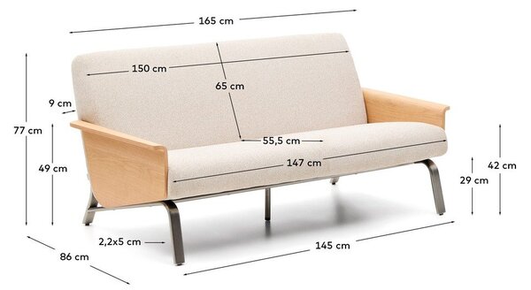 Beżowa sofa z tkaniny szenilowej 165 cm Amsen – Kave Home