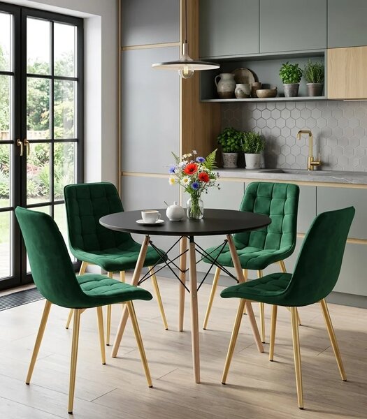 Zielone welurowe krzesło w stylu glamour L4-M45