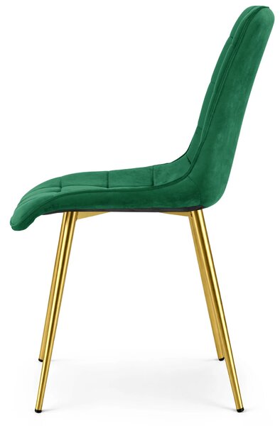 Zielone welurowe krzesło w stylu glamour L4-M45