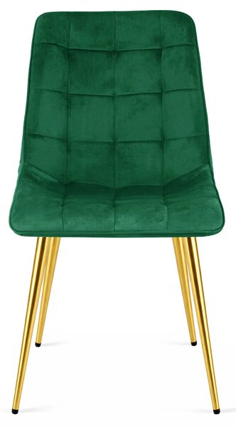 Zielone welurowe krzesło w stylu glamour L4-M45