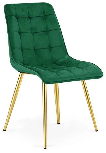 Zielone welurowe krzesło w stylu glamour L4-M45