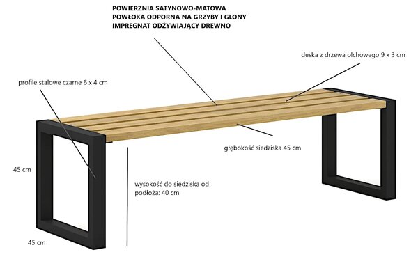 Ławka ogrodowa bez oparcia 150 cm Buffales 3X - 10 kolorów