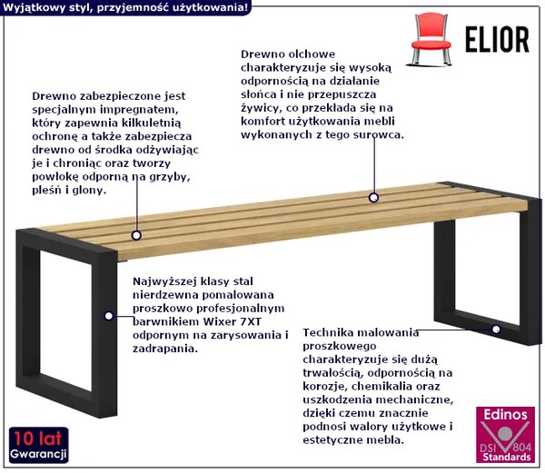 Ławka ogrodowa bez oparcia 150 cm Buffales 3X - 10 kolorów