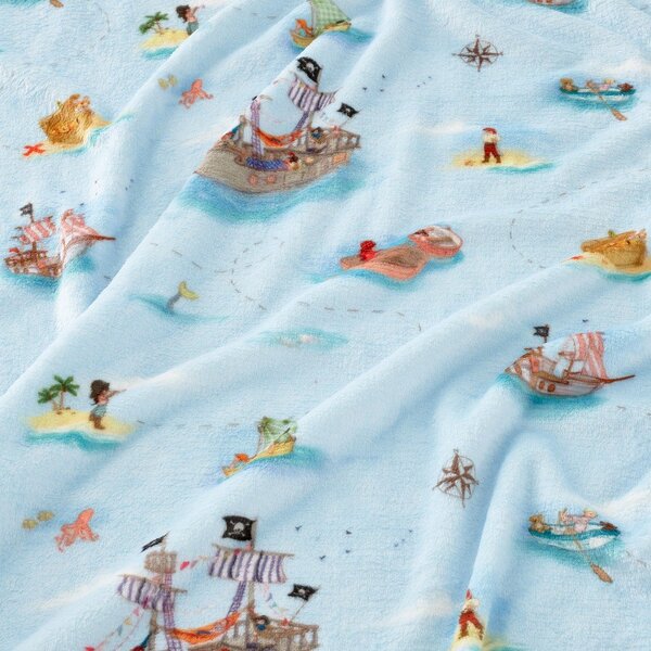 Niebieski koc dziecięcy z mikropluszu 150x200 cm Pirates – Belle & Boo