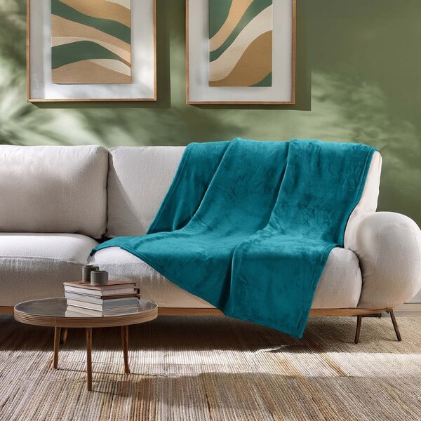 Niebieski koc z mikfroflaneli 125x150 cm Flanou – douceur d'intérieur