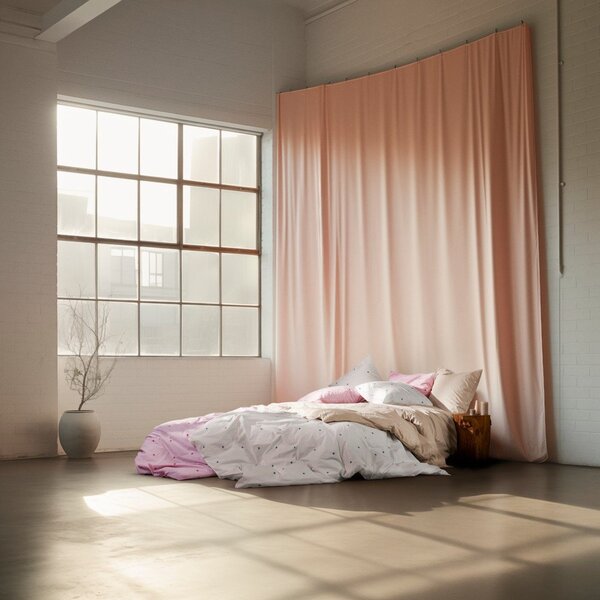 Beżowa pościel dwuosobowa z perkalu bawełnianego 200x220 cm Daisy – JUNA