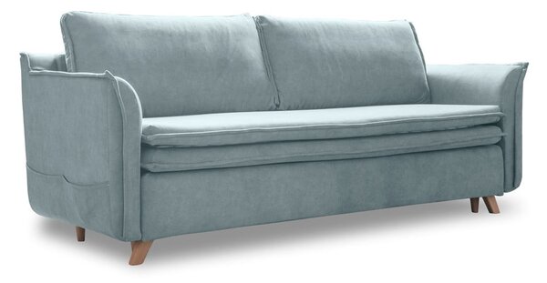 Jasnoniebieska aksamitna rozkładana sofa 225 cm Charming Charlie – Miuform