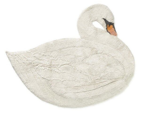 Kremowy bawełniany dywan dziecięcy tkany ręcznie odpowiedni do prania 100x120 cm Swan – Lorena Canals