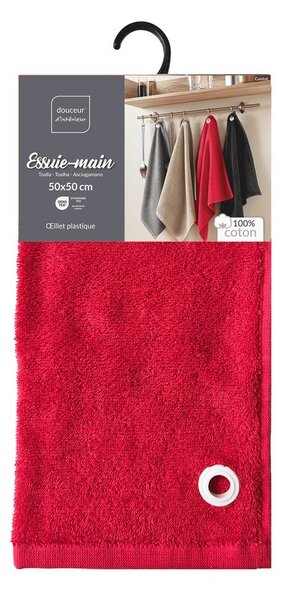 Czerwony bawełniany ręcznik frotte 50x50 cm Cuistot – douceur d'intérieur