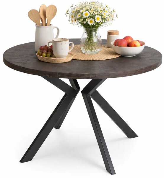 Okrągły czarny rozkładany stół w stylu loft E8-P61