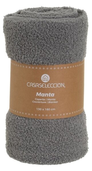 Szary koc z materiału sherpa 130x160 cm Sherpa Bouclé – Casa Selección