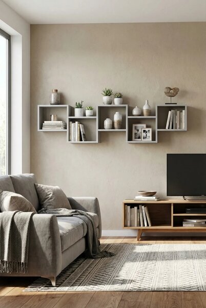 Szara minimalistyczna półka wisząca H9-W34