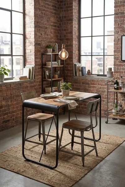 Stół jadalniany loft lite drewno brązowy S0-W01