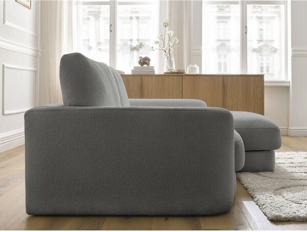 Ciemnoszary narożnik z materiału bouclé (prawostronny/z szezlongiem) Leonore – Bobochic Paris