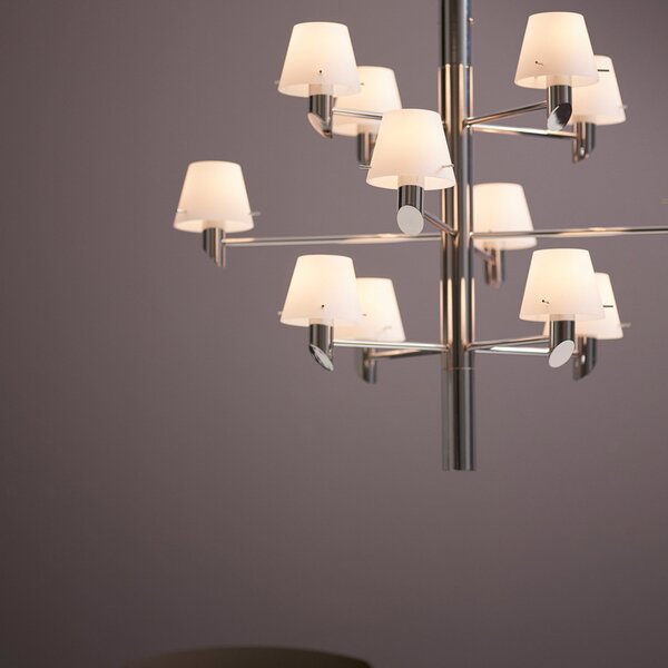 Żyrandol Herstal, Gil, ściemnialny, metaliczny, salon, metal, design