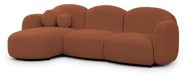 Narożnik z materiału bouclé (lewostronny/z szezlongiem) w kolorze terakoty Orbit – Ropez