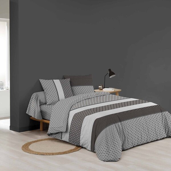 Czarno-biała bawełniana pościel dwuosobowa z prześcieradłem/6-częściowa 240x220 cm Meiko – douceur d'intérieur
