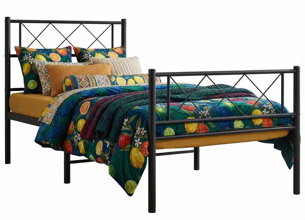 Czarne metalowe łóżko pojedyncze 100x200cm S3-F72