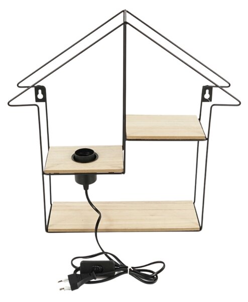 Półka ścienna z lampką HOUSE, 40 cm
