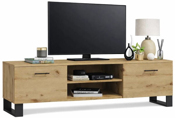 Szafka RTV na czarnych nóżkach dąb artisan W8-F20