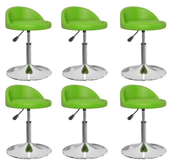 Obrotowe krzesła stołowe, 6 szt., zielone, obite sztuczną skórą