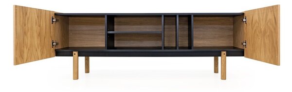 Czarno-naturalna szafka pod TV w dekorze dębu 175x60 cm Porto – Woodman