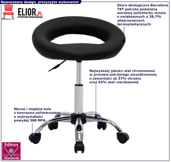 Czarny fotel obrotowy bez oparcia R4-P38