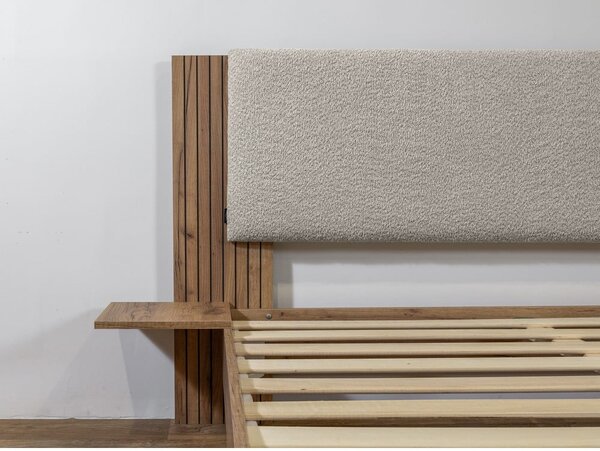 Jasnoszare łóżko dwuosobowe ze stelażem 140x190 cm Lior – Bobochic Paris