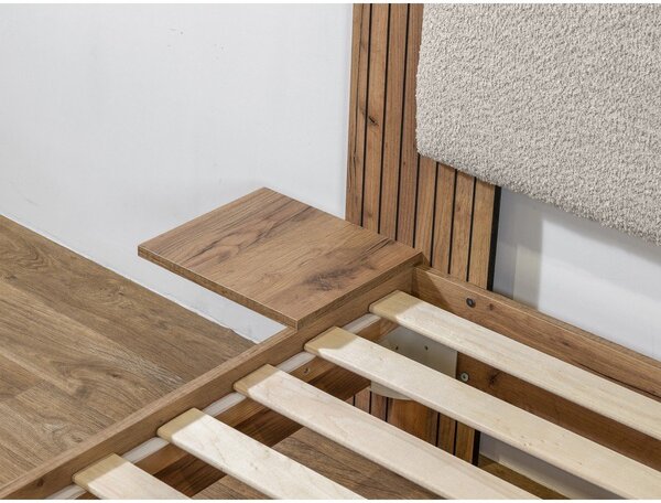 Jasnoszare łóżko dwuosobowe ze stelażem 140x190 cm Lior – Bobochic Paris
