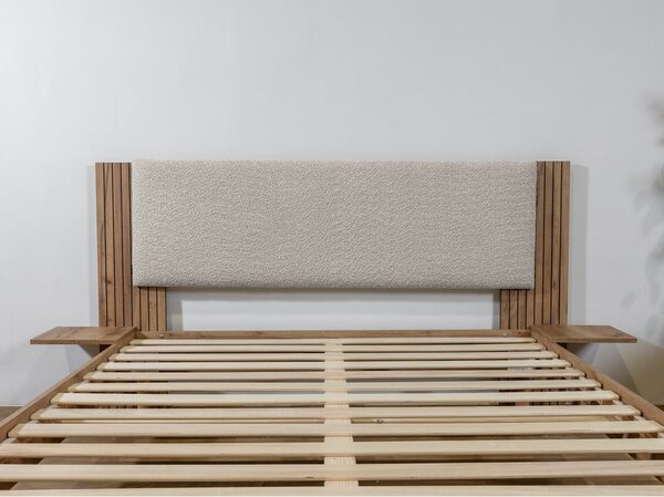 Jasnoszare łóżko dwuosobowe ze stelażem 140x190 cm Lior – Bobochic Paris
