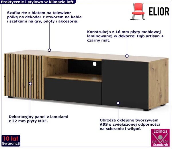 Szafka rtv z lamelowym frontem 150 cm S9-B58