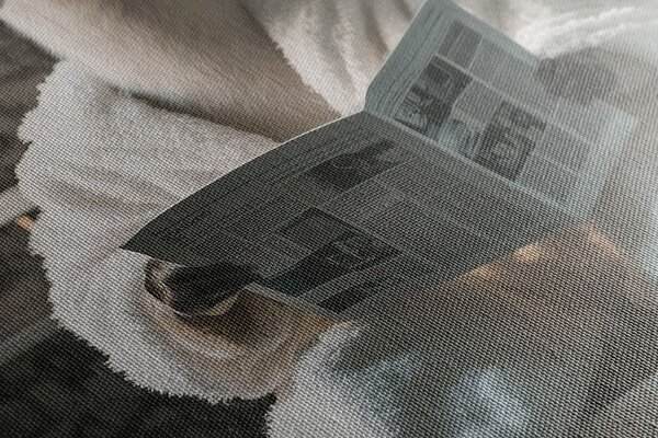 Obraz alpaka z gazetą na toalecie