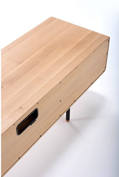 Czarno-naturalna szafka pod TV z litego drewna dębowego 160x48 cm Fina – Gazzda