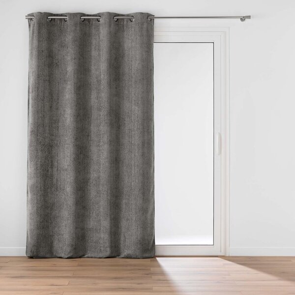 Antracytowa zasłona z szenilu 140x260 cm Leo – douceur d'intérieur