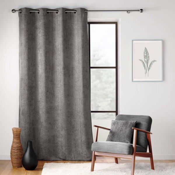 Antracytowa zasłona z szenilu 140x260 cm Leo – douceur d'intérieur