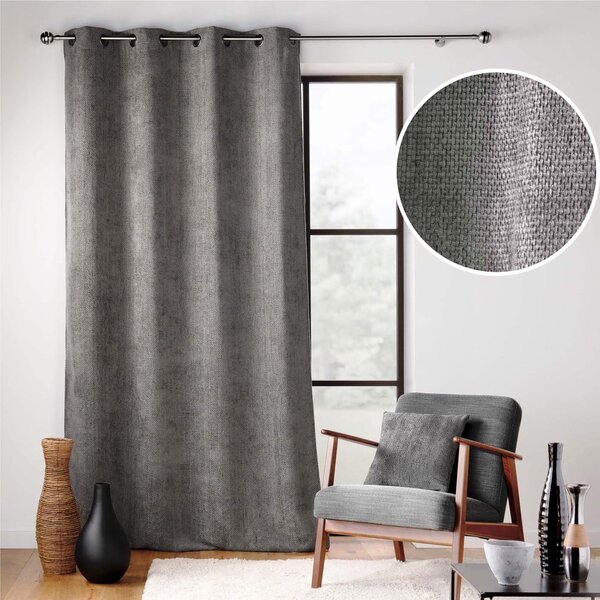Antracytowa zasłona z szenilu 140x260 cm Leo – douceur d'intérieur