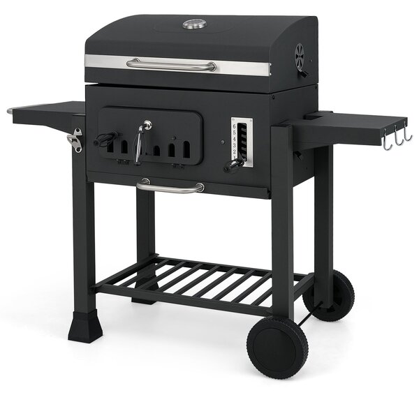 Grill na węgiel drzewny z półkami