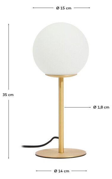 Lampa stołowa w biało-złotym kolorze ze szklanym kloszem (wysokość 35 cm) Brisia – Kave Home