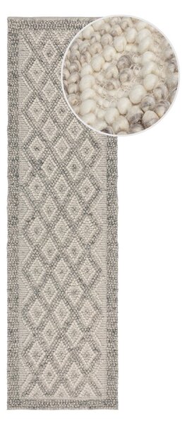 Szary chodnik z mieszanki wełny tkany ręcznie 60x230 cm Minerals Diamond – Flair Rugs