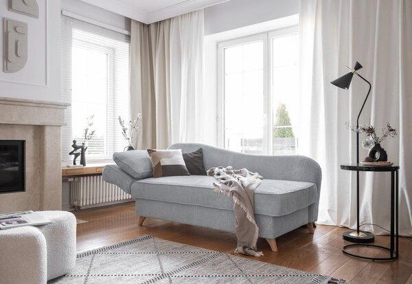 Jasnoszary sztruksowy szezlong (lewostronny) Chic Charlotte – Miuform