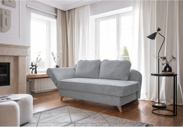 Jasnoszary sztruksowy szezlong (lewostronny) Chic Charlotte – Miuform