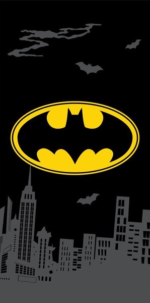 Czarny bawełniany ręcznik dziecięcy 70x140 cm Batman "The Emblem" – Jerry Fabrics