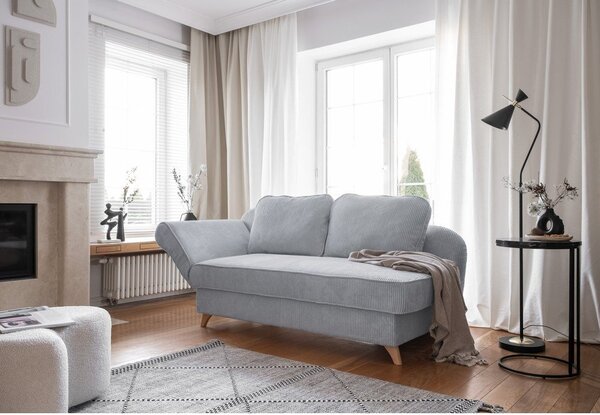 Jasnoszary sztruksowy szezlong (lewostronny) Chic Charlotte – Miuform