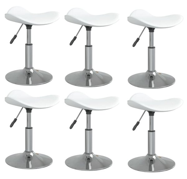 Krzesła stołowe, 6 szt., białe, chromowana stal i ekoskóra