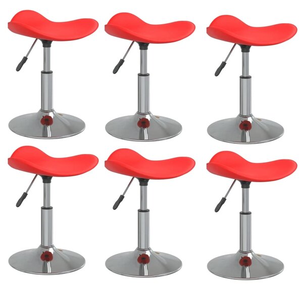 Krzesła stołowe, 6 szt., czerwone, chromowana stal i ekoskóra
