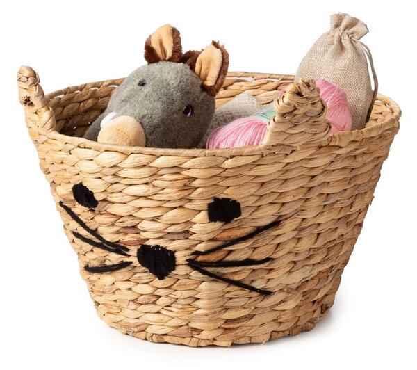 Dziecięcy kosz na zabawki z hiacyntu wodnego w naturalnym kolorze ø 35x26 cm Cat – Compactor